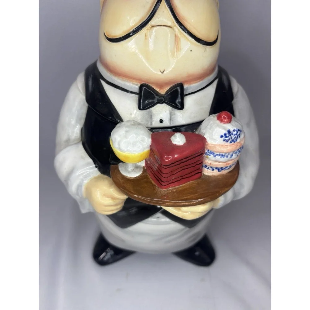 Vintage T. Flickinger Certified International Ceramic Butler/Waiter Cookie Jar